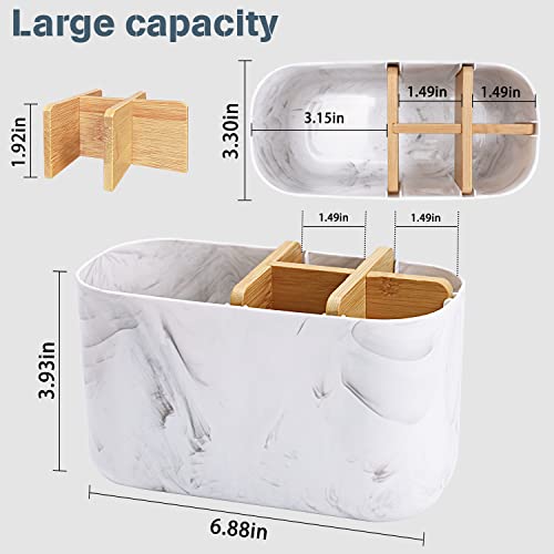 GFWARE Marble Toothbrush Holder & Toothpaste Organizer with 5 Slots