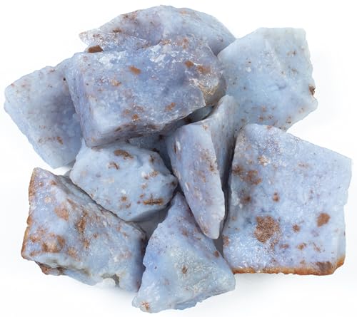 Blue Chalcedony Rough Raw Stones 1LB Bulk for Tumbling and Reiki Healing