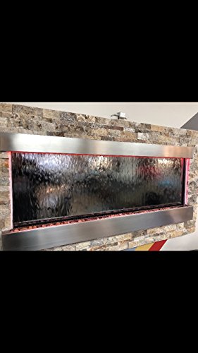 XXL Wall Water Fountain 60x26 Inch Stainless Steel Indoor Outdoor Waterfall with Color Lights & Remote Control