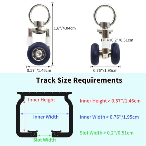 15 Pack Heavy Duty Ceiling Curtain Track Rollers with Silent Wheels