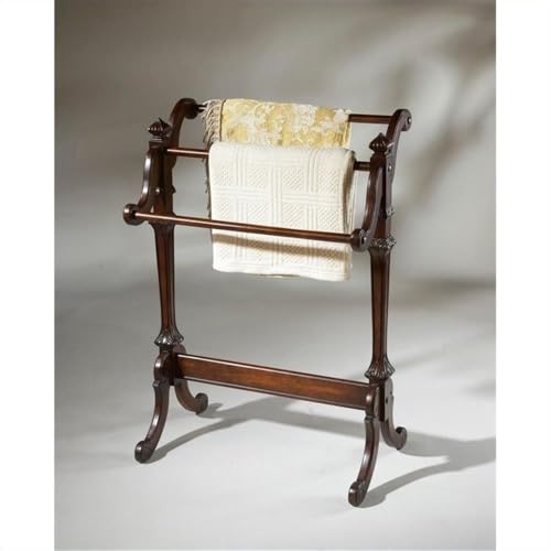 Traditional Wood Blanket Rack with Plantation Cherry Finish