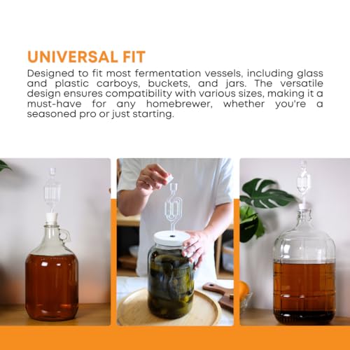 Twin Bubble Airlock and Carboy Bung 2-Pack for Fermentation
