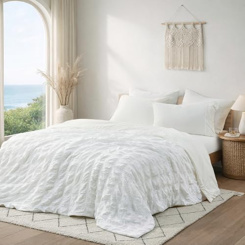 Cozy Bliss Queen Cooling Comforter - Lightweight Seersucker Blanket