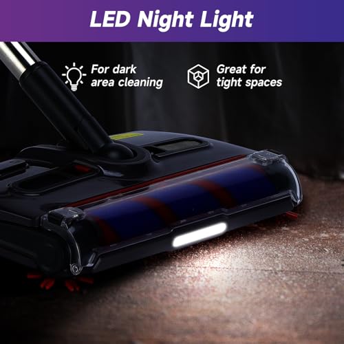 Cordless Electric Swivel Floor Sweeper with LED Lights for Pet Hair & Crumbs