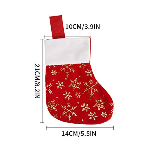 24 Pack Red Flannel Christmas Stockings with Gold Snowflakes (8.2")