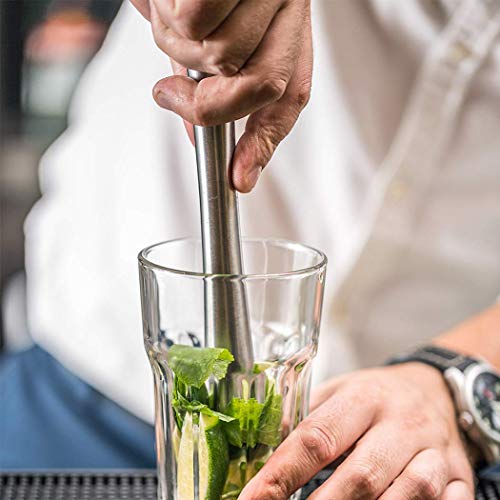 Natureland 8 Inch Stainless Steel Cocktail Muddler and Spoon Bar Set