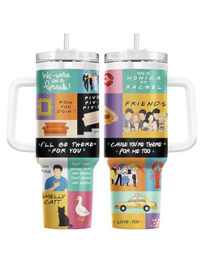 34HD TV MovieCB12 Colorful Friendship 40 oz Tumbler with Handle, Bestie Gift
