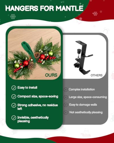 No-Drill Silicone Christmas Garland Hanger Hooks for Mantle & Door Frame