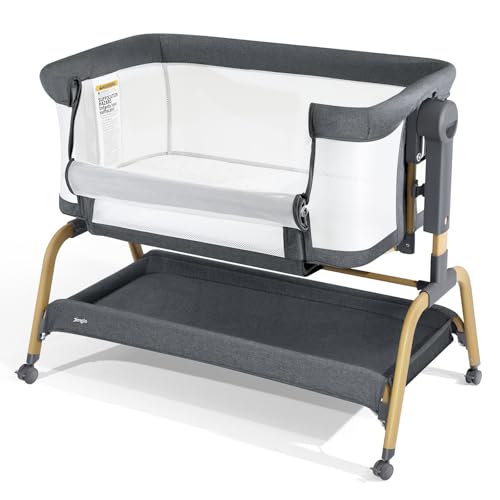 3-in-1 Portable Bedside Bassinet Crib with Mattress - Height Adjustable