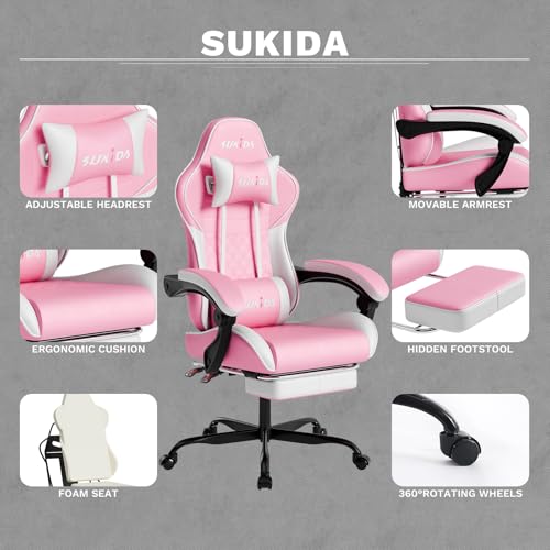 Ergonomic Reclining Gaming Chair with Massage Lumbar Support & Footrest