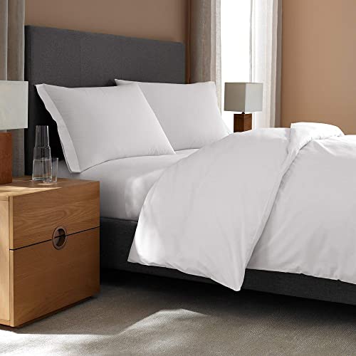 Luxury All-White Percale Duvet Cover - 100% Long-Staple Cotton, Queen Size
