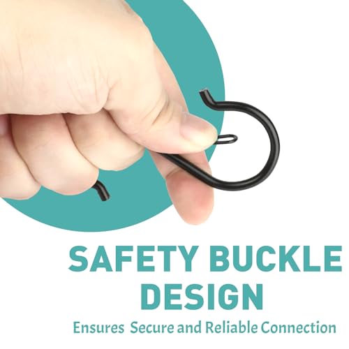 20-Pack 3.5-inch Heavy Duty S Hooks with Safety Buckle - Steel Locking Hooks