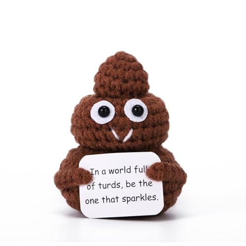 Emotional Support Knitted Poop Figurine with Positive Encouragement Card