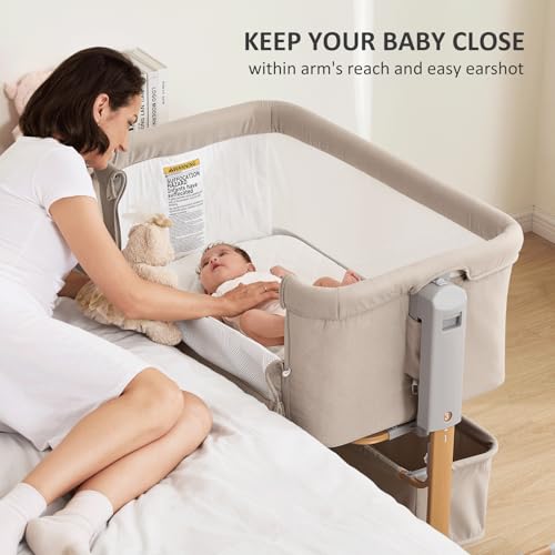 3-in-1 Baby Bassinet & Bedside Sleeper with Adjustable Height & Mattress