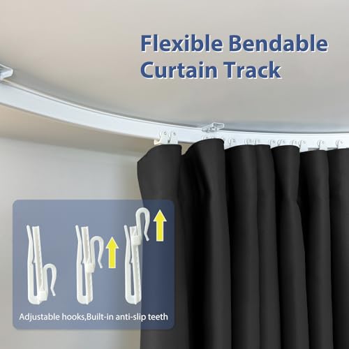 Ceiling Mounted Room Divider Curtain Set with Flexible Track, 8.3ft x 8ft