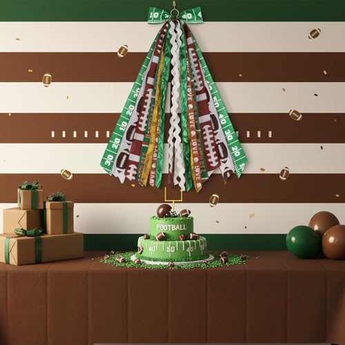 Football Wreath Sash with 9 Ribbon Streamers - 27.5 Inch Door Bow