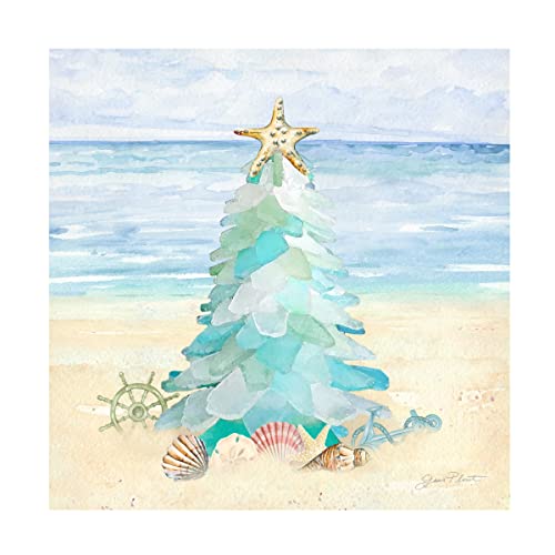 35" Coastal Seaglass Christmas Tree Canvas Wall Art by Jean Plout - Made in USA