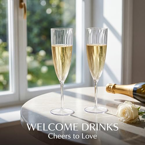 36-Pack Disposable Plastic Champagne Flutes - 6 oz Clear Toasting Glasses