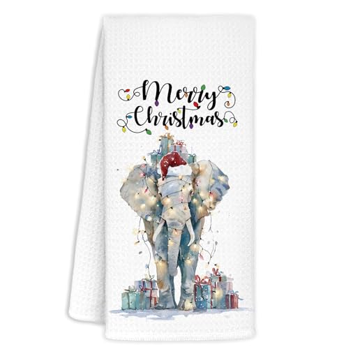 Christmas Elephant Kitchen Hand Towels Animal-elephant 16x24 Inch, Gifts for Elephant Lovers