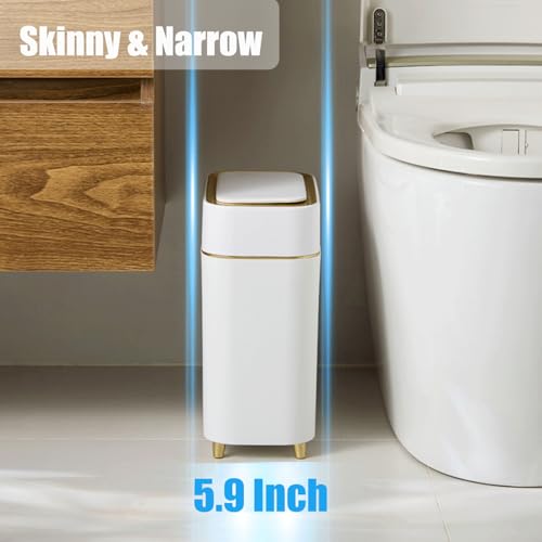 2-Pack Automatic Touchless Trash Can, Slim Motion Sensor Bin for Bathroom