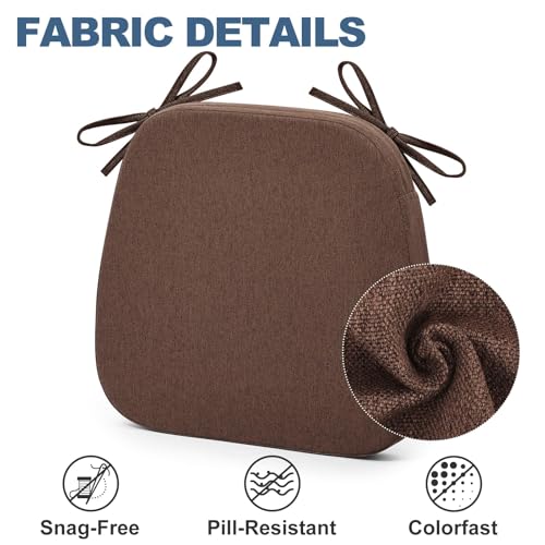 Non-Slip Dining Chair Cushions, 17x16 Inch Kitchen Chair Pads (4 Pack)