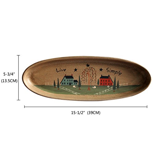 Rustic Willow Tree & Sheep Oval Decorative Wood Plate, 15.5-Inch