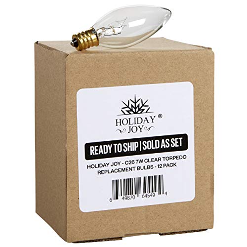 Holiday Joy 7W E12 Torpedo Tip Night Light Bulbs, 120V, 24 Pack (2 x 12 Count)