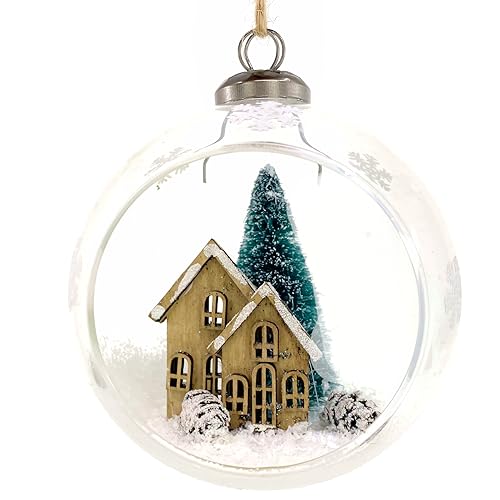 Blown Glass Diorama Snow Globe Christmas Ornament - 4 Inch Holiday Decor