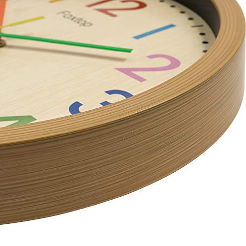 12-Inch Silent Colorful Wall Clock for Kids Nursery and Classroom