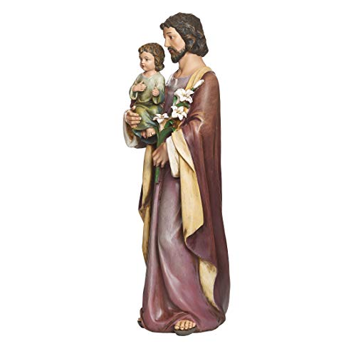 St. Joseph and Child Jesus Statue - 25-Inch Resin Religious Figure Decor