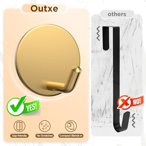 Heavy-Duty Adhesive Wreath Hanger 2-Pack - Front Door Metal Hook, Gold