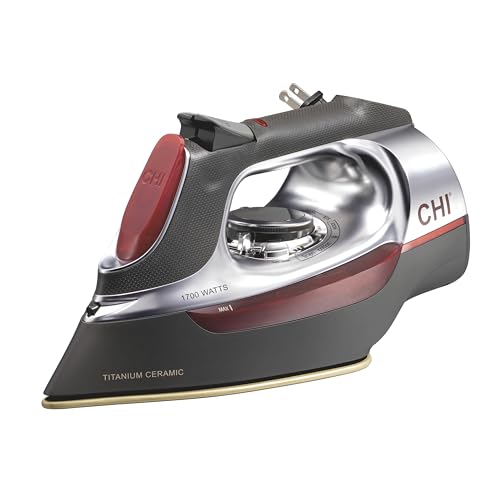 CHI Steam Iron for Clothes Titanium-Infused Ceramic Soleplate, 1700W, Vertical Steam