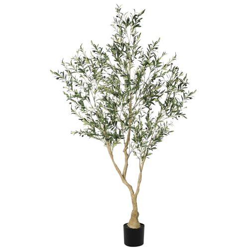 7ft Artificial Olive Tree with Lifelike Fruits and Adjustable Branches