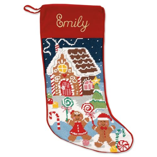 Personalized Gingerbread Needlepoint Christmas Stocking - 17 Inch