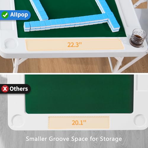 35.4-Inch Folding Mahjong Table, Portable 4-Player Square Game Table