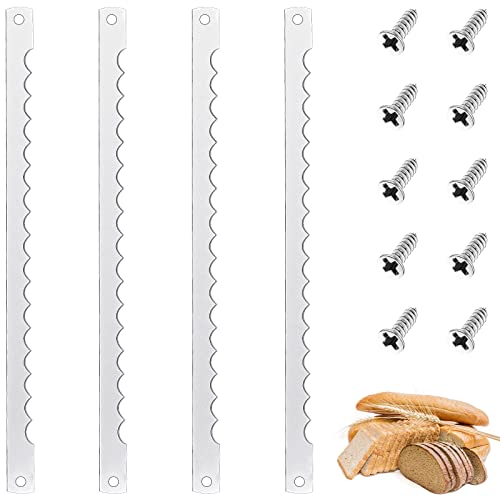 4 Pcs Serrated Bread Knife Replacement Blades with Screws, 10.8-Inch Stainless
