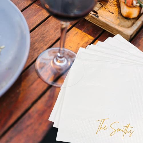 Noni Custom Wedding Napkins Style 3 - Personalized Last Name Reception Decor
