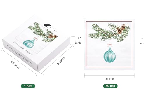 Wrapaholic 50 Pack Christmas Light Cocktail Napkins 5x5in 3-Ply