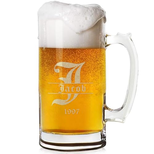 Personalized 16 oz Beer Mug - Custom Engraved Glass for Men