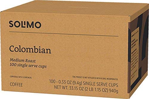 Solimo Medium Roast Colombian Coffee Pods - Compatible with Keurig 2.0 | 200 Count Pack
