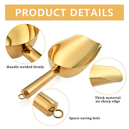 Akamino Gold Stainless Steel Ice Scoop & Tongs Set for Kitchen & Bar