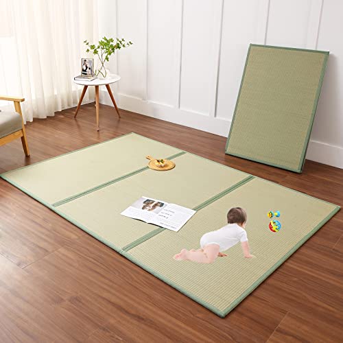 Natural Igusa Rush Grass Tatami Mat - 79" x 39" Foldable Floor Mattress