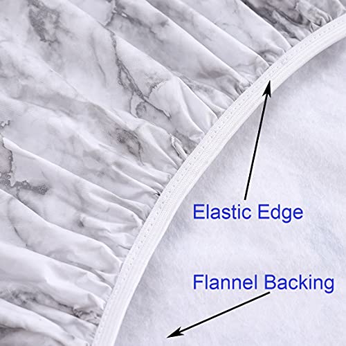 Round Vinyl Fitted Tablecloth with Flannel Backing & Elastic Edge (37"-44")
