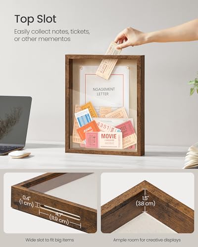 11x14 Shadow Box Display Case with Linen Fabric Backing and Top Slot