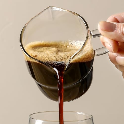 NETANY 6oz Espresso Cups Set of 2, Double Spouts, Stackable Glass Mugs for Coffee Bar