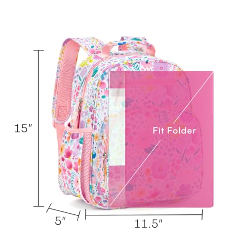 Mibasies Kids Pink Flower Backpack for Girls - 12L School Bookbag