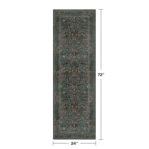 2x6 Washable Kitchen Runner Rug, Non-Slip Vintage Botanical Floral Carpet