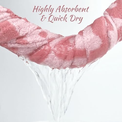 2-Piece Checkered Floral Bath Towel Set, Soft Cotton Shower Towels 27.5x55
