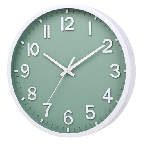 8-Inch Silent Wall Clock, Battery Operated Non-Ticking Round Clock