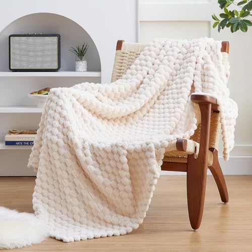 EXQ Home Plush Fleece Throw Blanket - 3D Jacquard Soft Flannel (50"x60")
